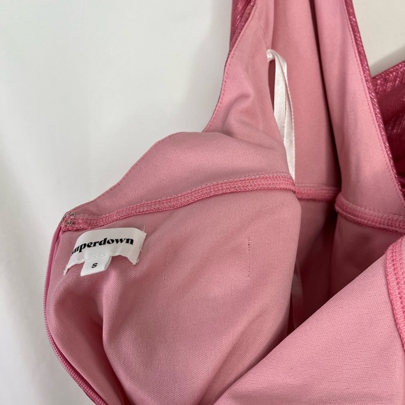 Revolve Superdown Pink Metallic Mini Missie Wrap Front Dress SZ Small - Picture 5 of 12